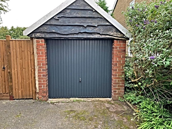Anthracite Grey HORMANN Canopy  Vertical Garage Door 